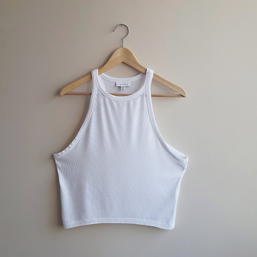 TOPSHOP Premium Ribbed Racer Vest Tank top in White